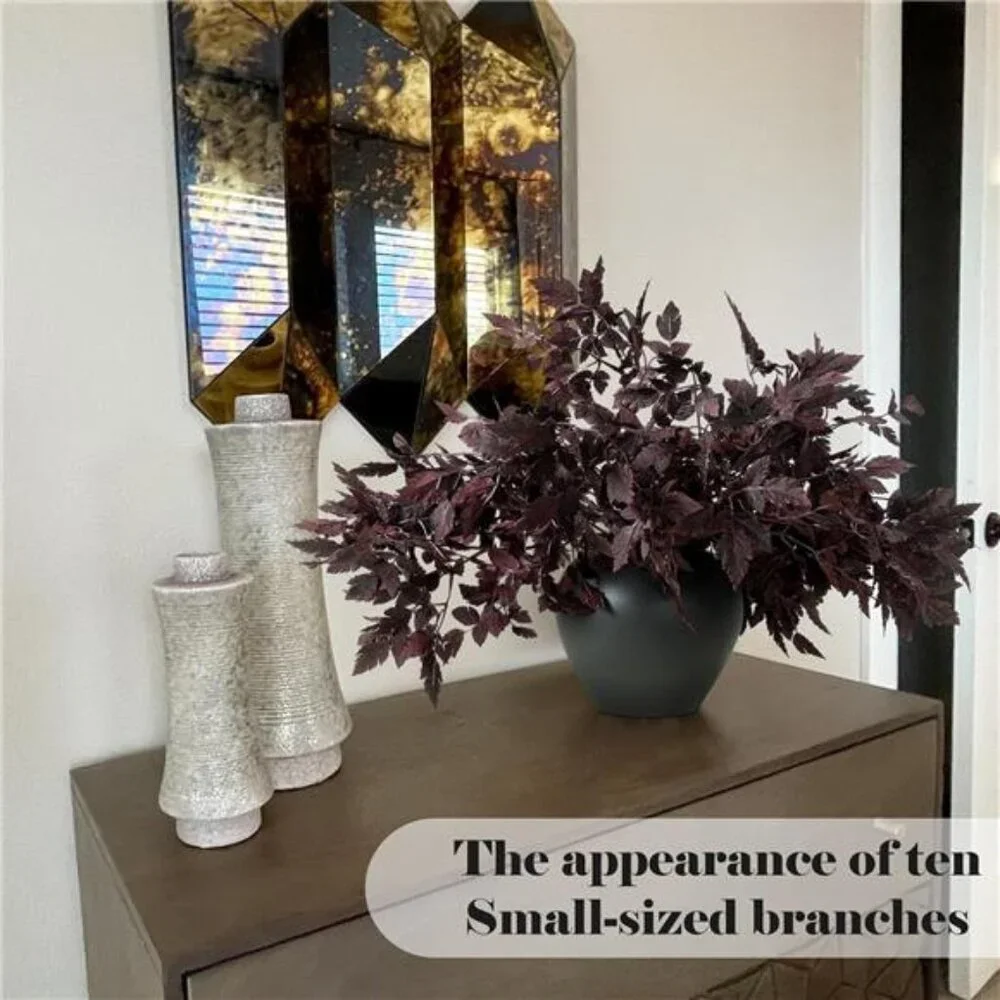 Artificial Fall Leaf Stems Faux Plum Spray Autumn Floral Branch Home Decor Set